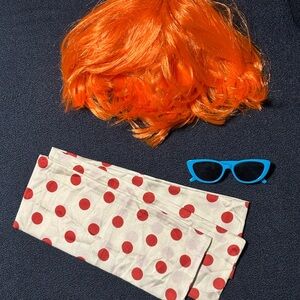 Lucy - Despicable Me Minions Orange Wig with Blue Sunglasses and Polka Dot Scarf